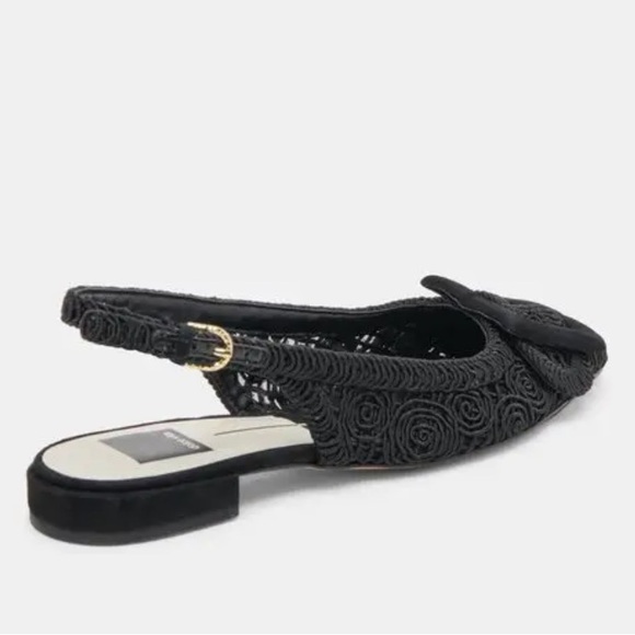Dolce Vita Pauly Macrame Slingback Sandals Black Size 9 Brand New Flats Elegant - Picture 4 of 8